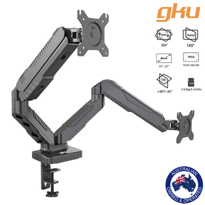 gku™ EZY-Riser© Dual Monitor Desk Mount Stand