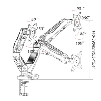 gku™ EZY-Riser© Dual Monitor Desk Mount Stand