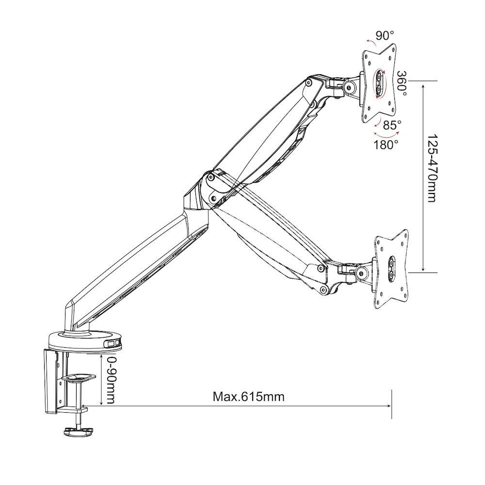 gku™ PRO-Riser© Monitor Desk Mount Stand