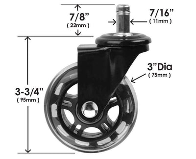 Inline castors dimensions