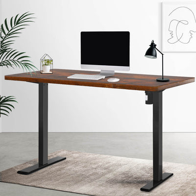 Artiss Electric Standing Desk Motorised Sit Stand Desks Table Black Brown 140cm