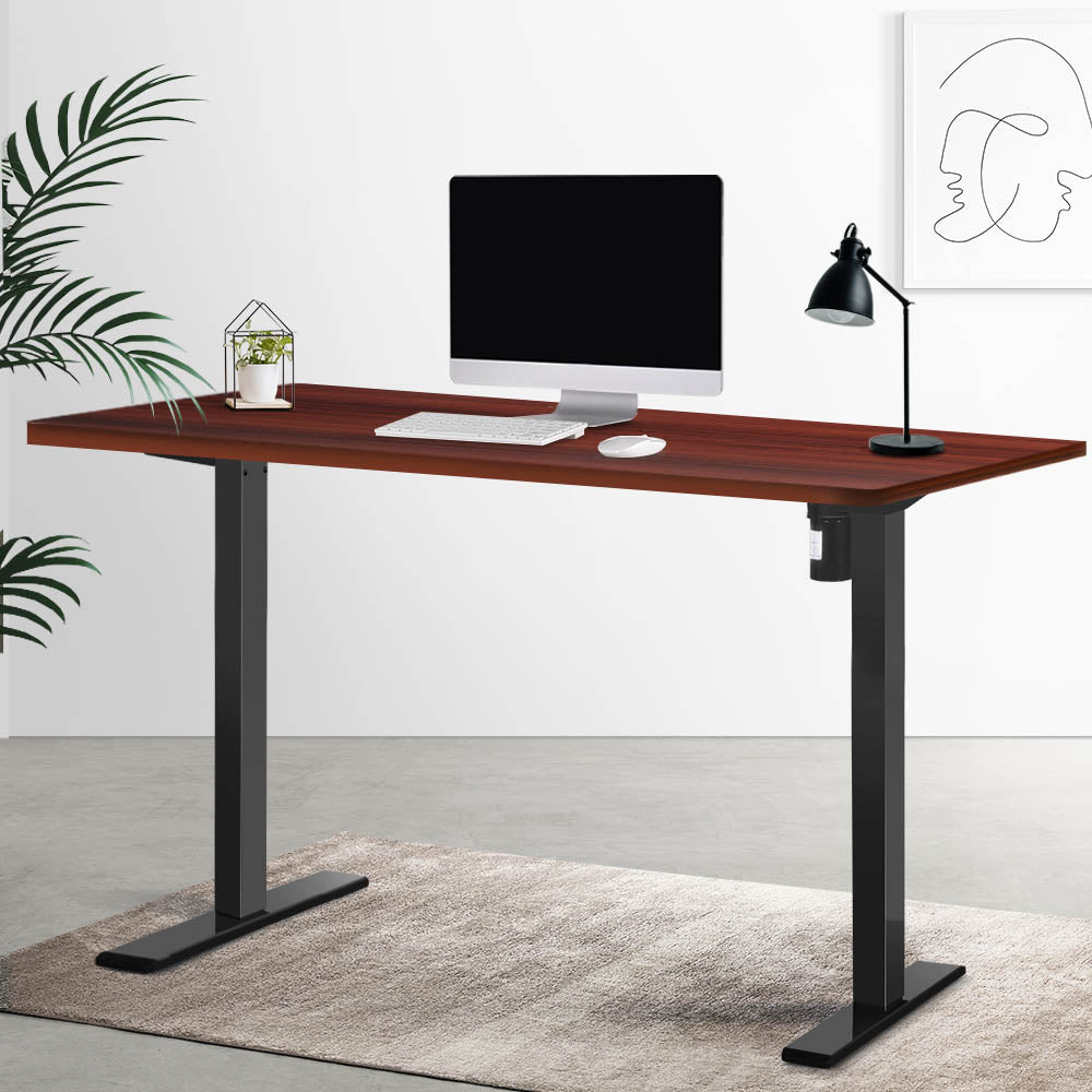Artiss Electric Standing Desk Motorised Sit Stand Desks Table Black Walnut 140cm