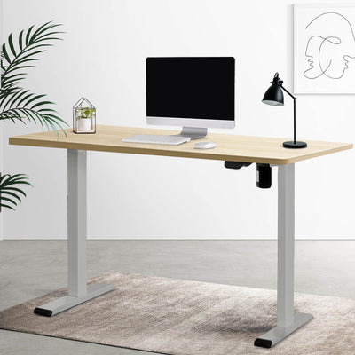 Artiss Electric Standing Desk Motorised Adjustable Sit Stand Desks Grey Oak