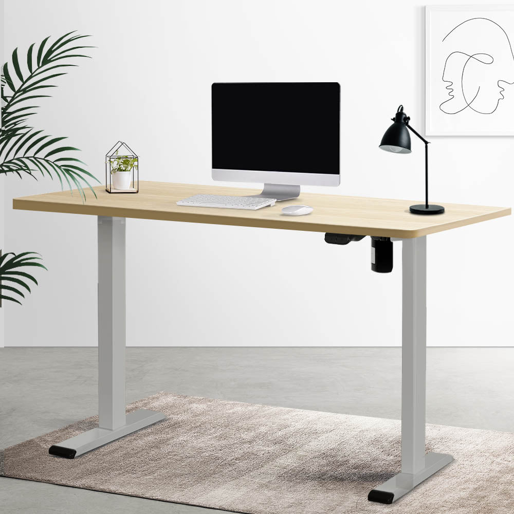 Artiss Electric Standing Desk Motorised Sit Stand Desks Table Grey Oak 140cm