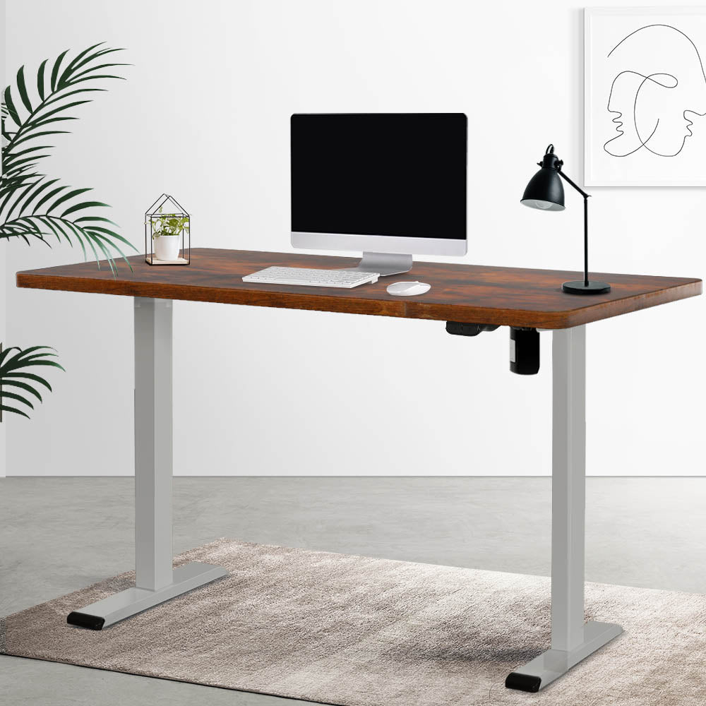 Artiss Electric Standing Desk Motorised Adjustable Sit Stand Desks Grey Brown