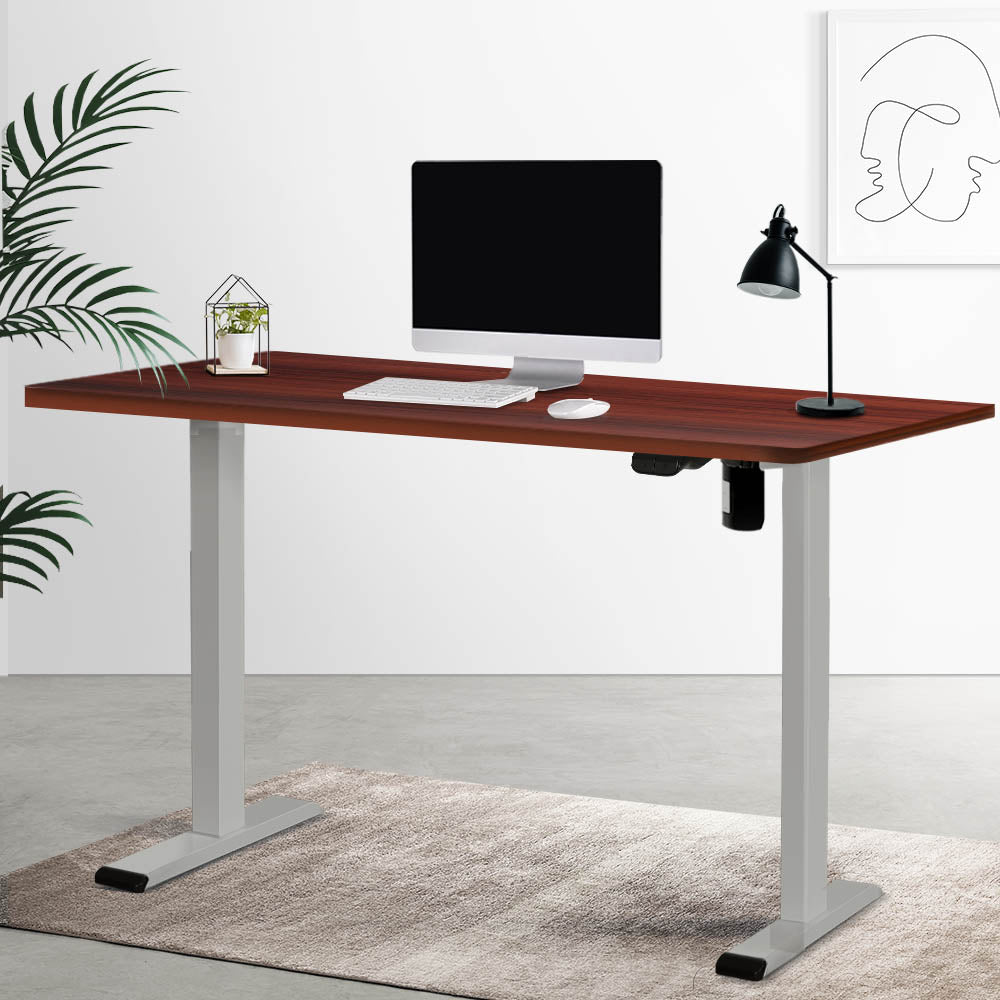 Artiss Electric Standing Desk Motorised Sit Stand Desks Table Grey Walnut 140cm