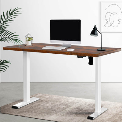 Artiss Electric Standing Desk Motorised Adjustable Sit Stand Desks White Brown