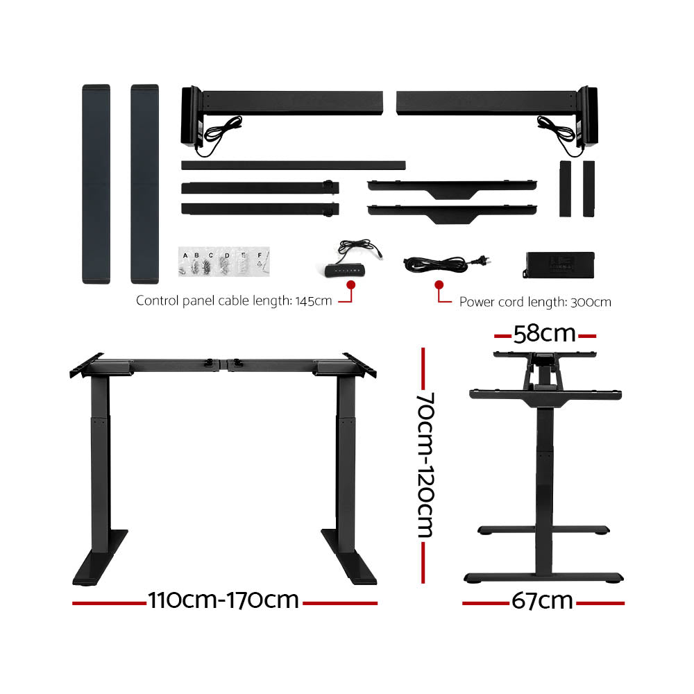 Artiss Standing Desk Electric Height Adjustable Sit Stand Desks Black Brown