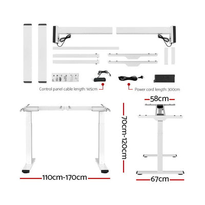 Artiss Standing Desk Electric Height Adjustable Sit Stand Desks White Oak 140cm