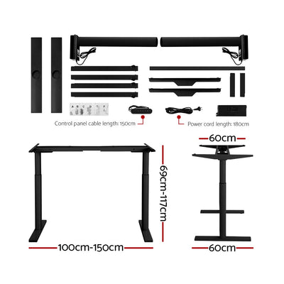 Artiss Electric Standing Desk Height Adjustable Sit Stand Desks Black Oak 140cm