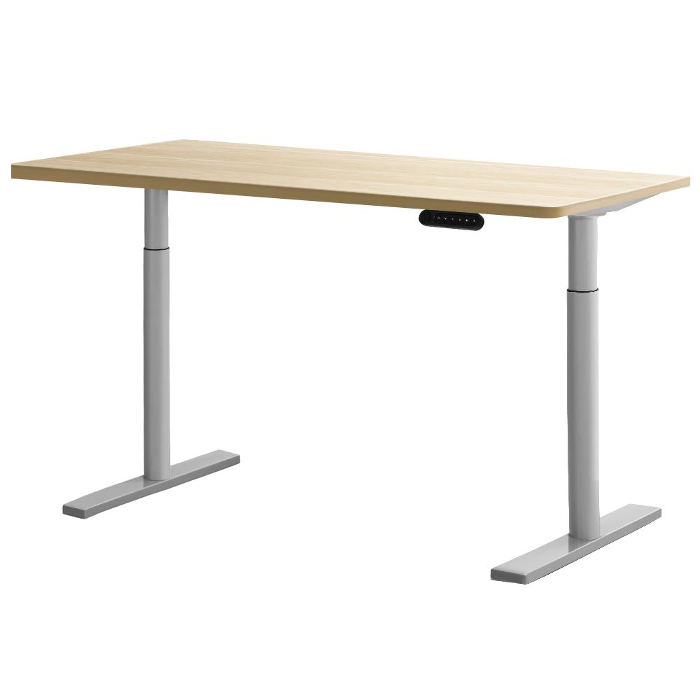 Artiss Electric Standing Desk Height Adjustable Sit Stand Desks Grey Oak 140cm