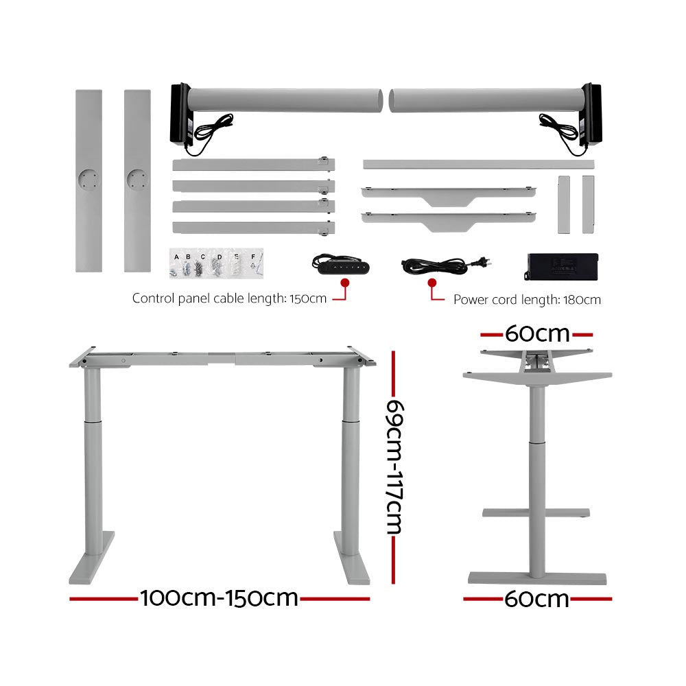 Artiss Electric Standing Desk Motorised Adjustable Sit Stand Desks Grey Walnut