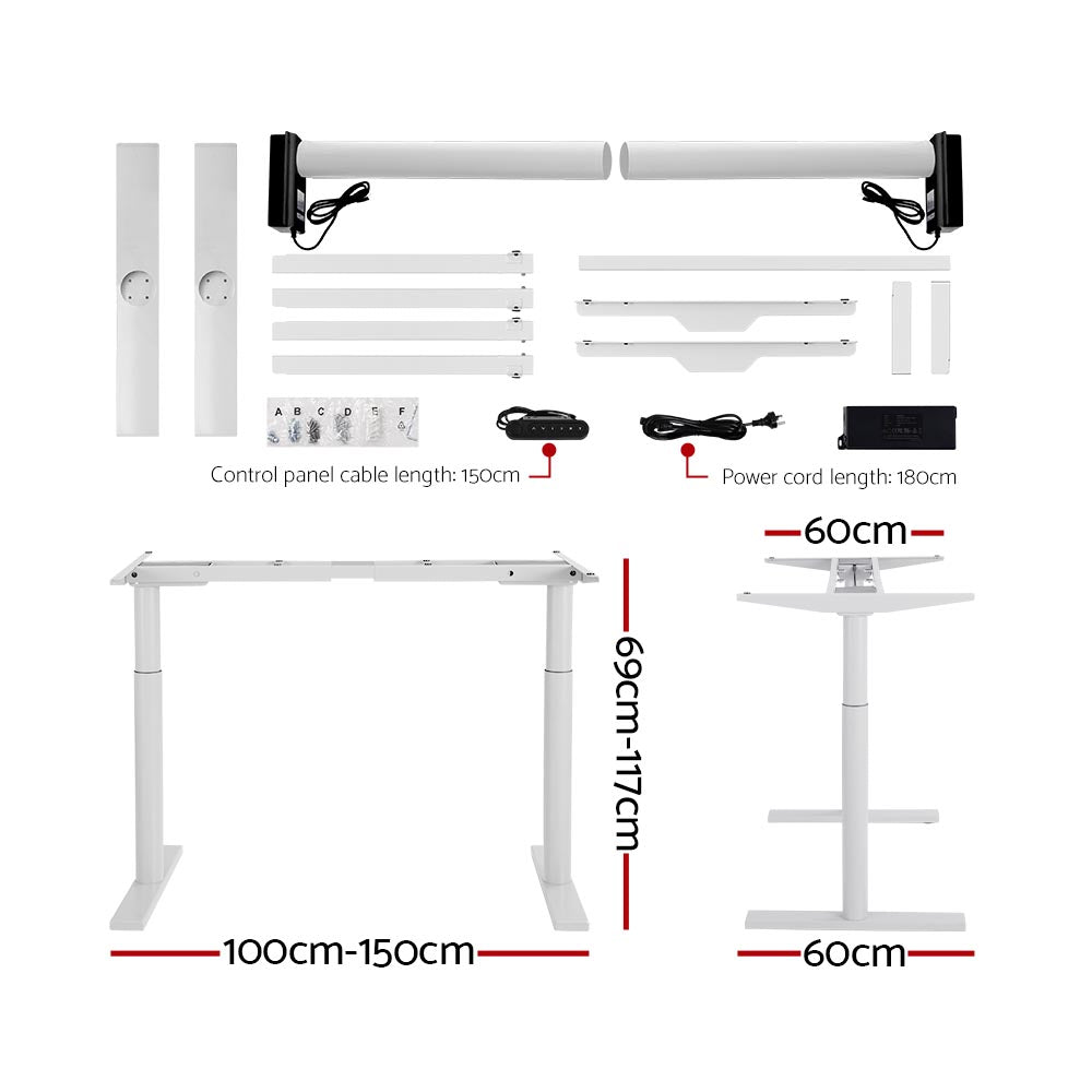 Artiss Electric Standing Desk Height Adjustable Sit Stand Desks White 140cm