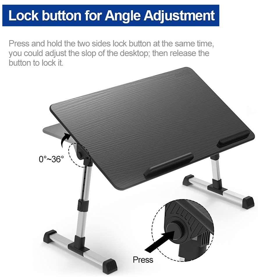 IMounTEK Foldable Laptop Table Stand - Portable Bed Tray, Height/Angle Adjustable