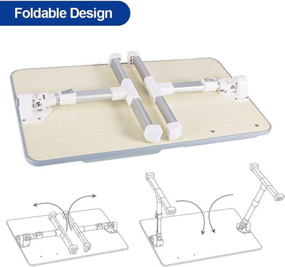 Large Size Folding and Adjustable Laptop Bed Tray Table for, Writing, Drawing and Working - 60 x 30 cm (White)