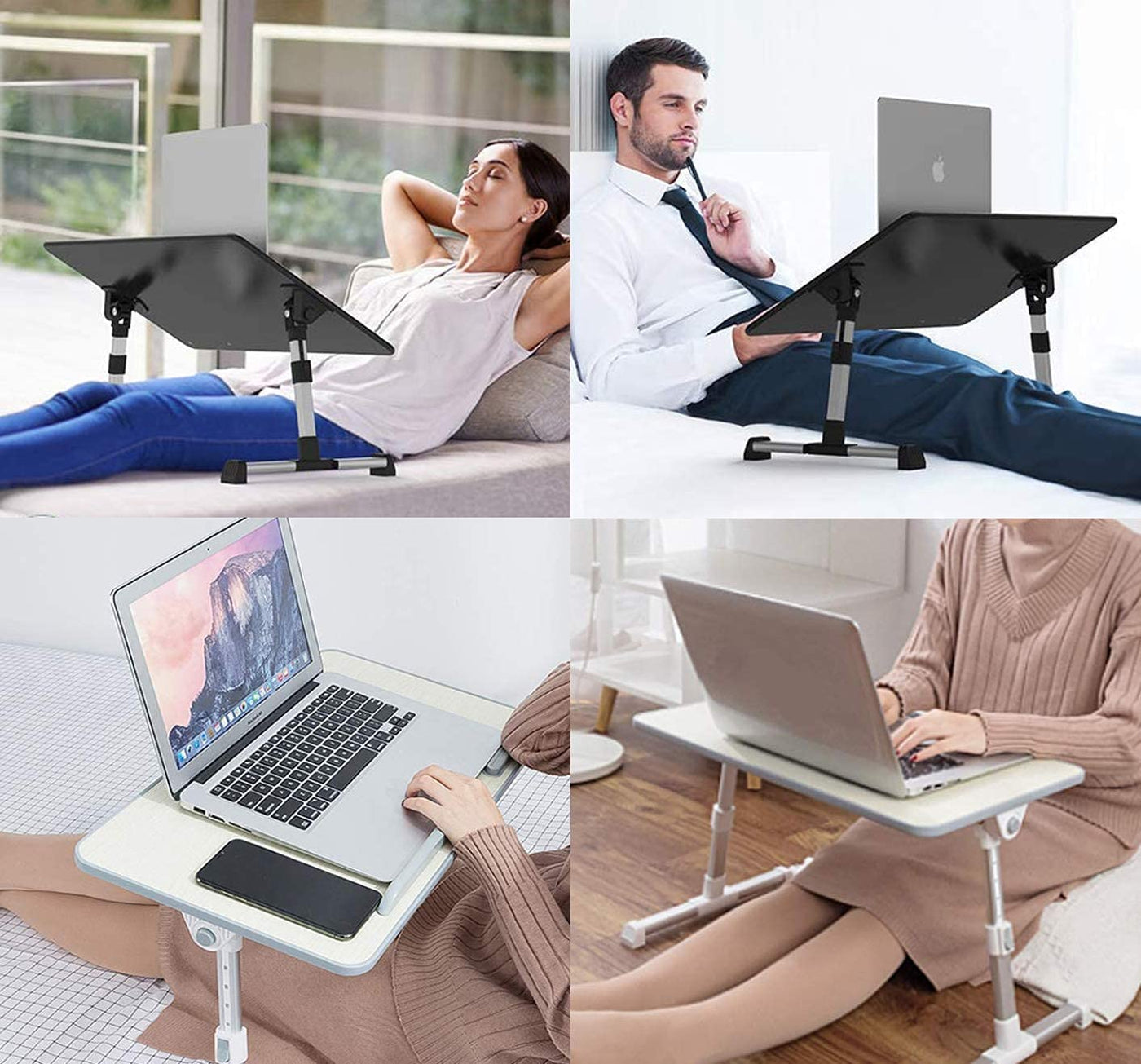 Large Size Folding and Adjustable Laptop Bed Tray Table for, Writing, Drawing and Working - 60 x 30 cm (White)