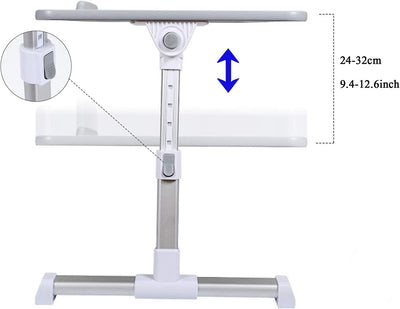 Large Size Folding and Adjustable Laptop Bed Tray Table for, Writing, Drawing and Working - 60 x 30 cm (White)