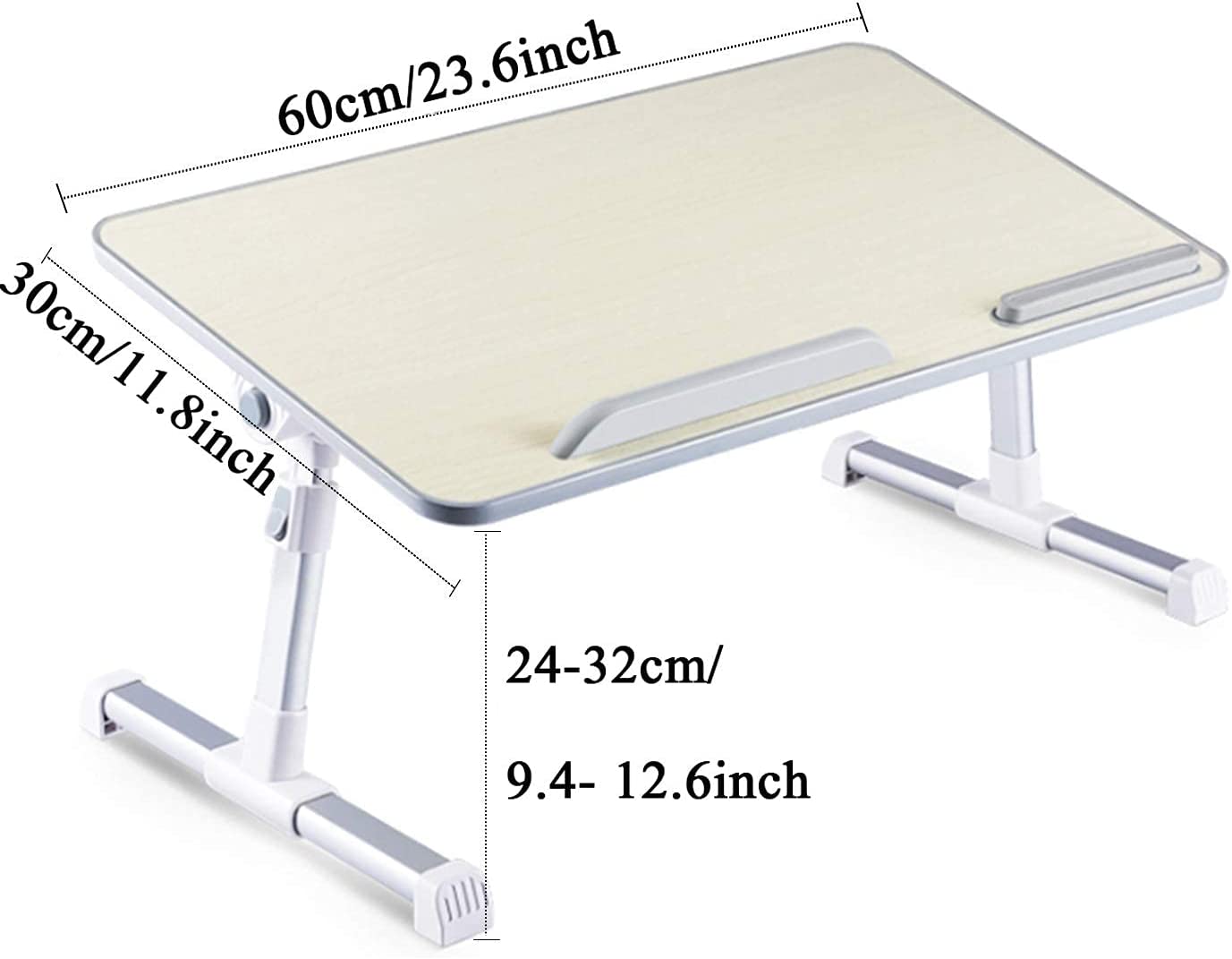 Large Size Folding and Adjustable Laptop Bed Tray Table for, Writing, Drawing and Working - 60 x 30 cm (White)