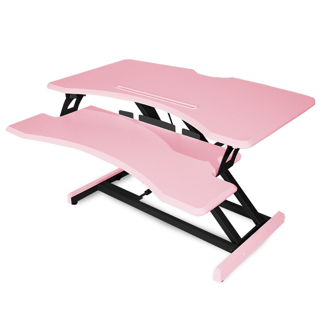 FORTIA 83cm Wide Height Adjustable Sit or Stand Standup Desk Riser, Pink