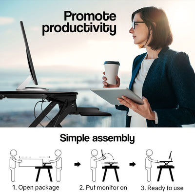 FORTIA Height Adjustable Standing Desk Riser Sit/Stand Computer Desktop Office