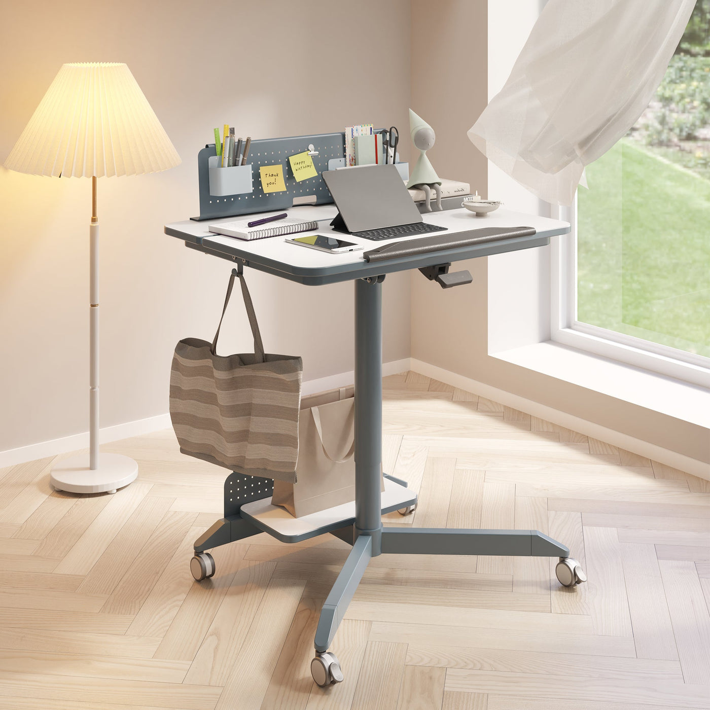 Compact tilting ergonomic sit stand desk