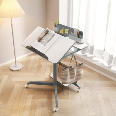 Compact tilting ergonomic sit stand desk