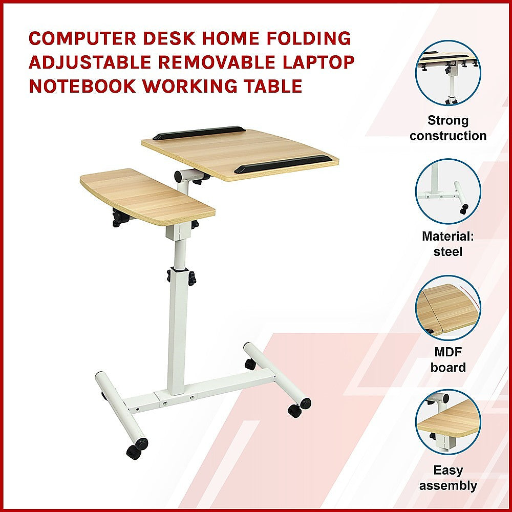 Computer Desk Home Folding Adjustable Removable Laptop Notebook Working Table