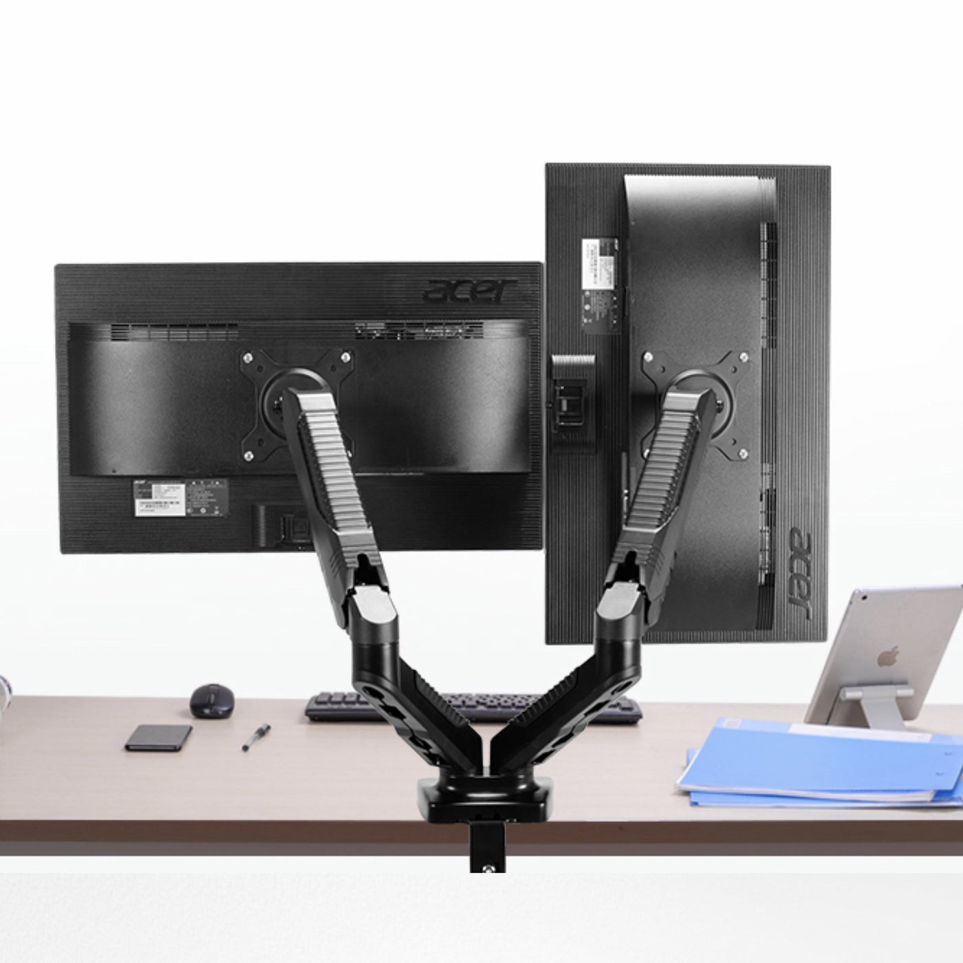 gku™ EZY-Riser© Dual Monitor Desk Mount Stand
