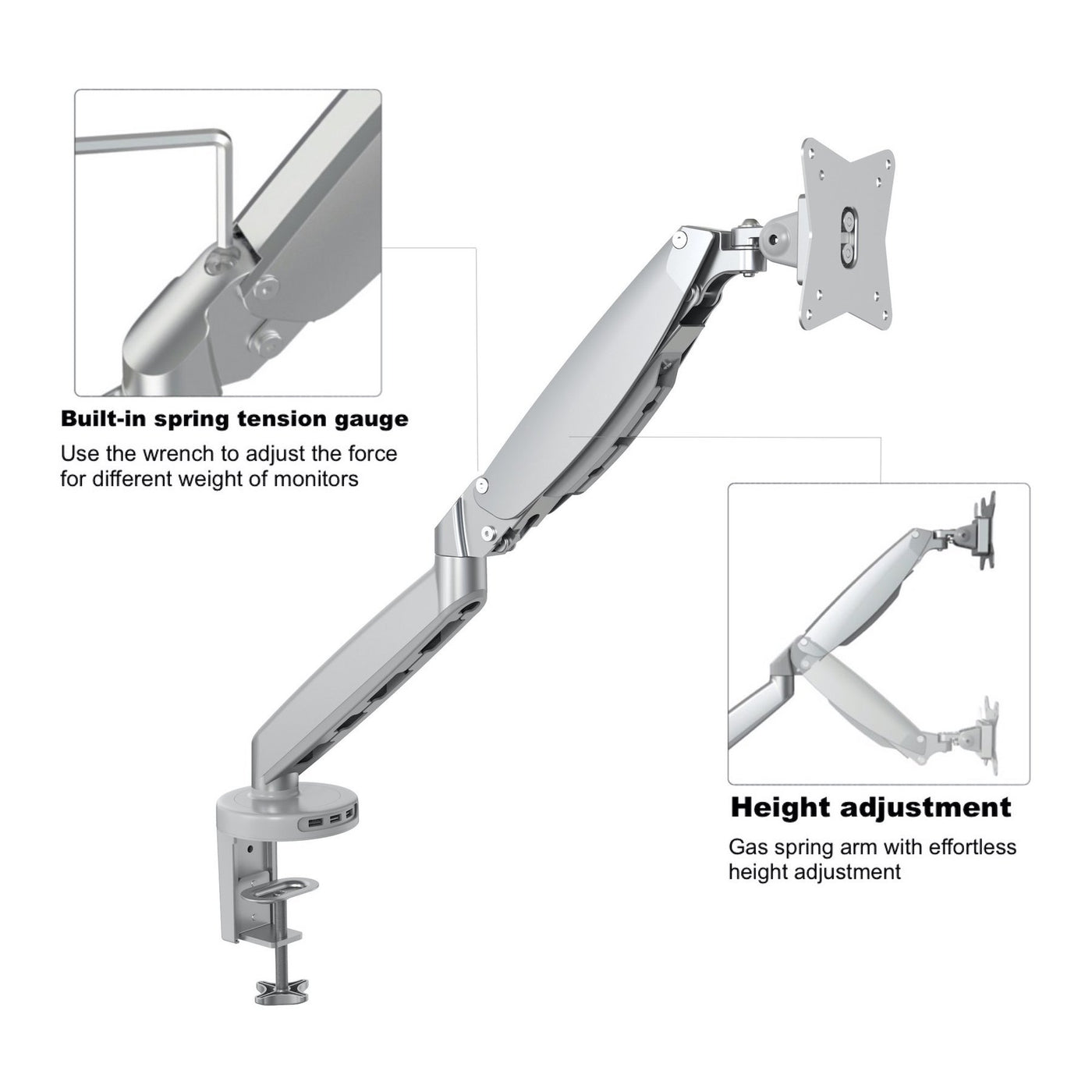 gku™ PRO-Riser© Monitor Desk Mount Stand