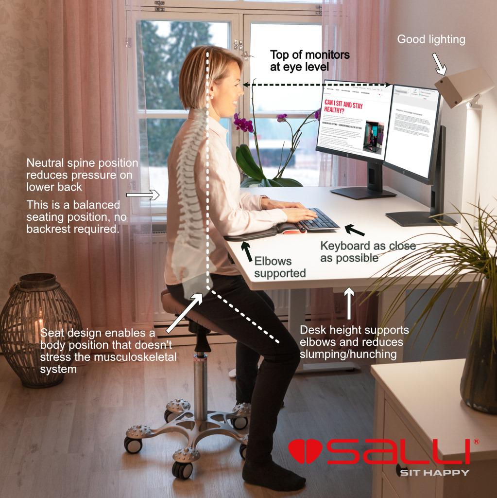 Salli Pro saddle chair with adjustable width for office, dental