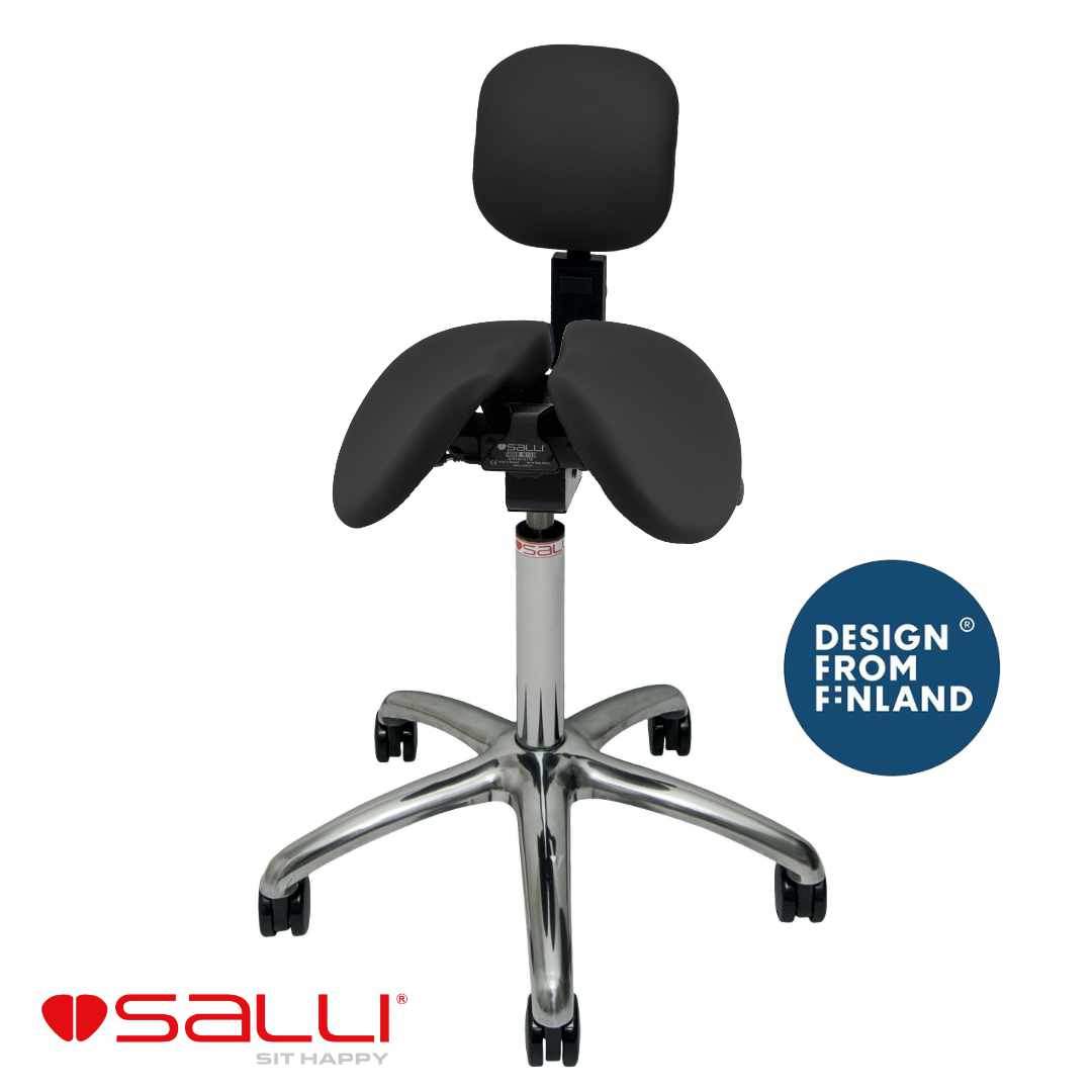 Salli saddle chair with backrest - black